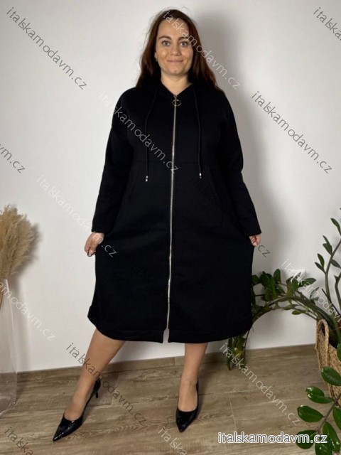 Mikina dlouhá oversize na zip s kapucí dlouhý rukáv dámská nadrozměr (54/56 ONE SIZE) ITALSKÁ MÓDA IM424SIRINA/DR