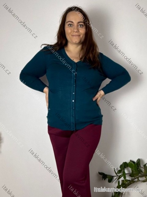 Sveter na knoflíky dlhý rukáv dámsky (L/XL/2XL ONE SIZE) TALIANSKÁ MÓDA IM723EVELINA/DU