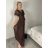 Šaty spoločenské krátky rukáv dámske (S/M/L ONE SIZE) TALIANSKA MODA IMSP255945/DU -   béžová -   S/M/L