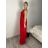 Šaty dlhé krajkové spoločenské bez rukávu dámske IRIS(S/M ONE SIZE) TALIANSKA MÓDA IMC24369/DR S / M červená