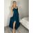 Šaty elegantné spoločenské dlhé na ramienka dámske HELEN (S/M/L ONE SIZE) TALIANSKA MÓDA IM325200/DR S/M/L modrá petrolejová