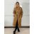 Kabát koženkový oversize s opaskom dlhý rukáv dámsky TARA (S/M/L ONE SIZE) TALIANSKA MÓDA IMWCA251111/DU S/M/L hnedá