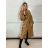 Kabát koženkový oversize s opaskom dlhý rukáv dámsky TARA (S/M/L ONE SIZE) TALIANSKA MÓDA IMWCA251111/DU S/M/L hnedá