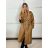 Kabát koženkový oversize s opaskom dlhý rukáv dámsky TARA (S/M/L ONE SIZE) TALIANSKA MÓDA IMWCA251111/DU S/M/L hnedá