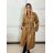 Kabát koženkový oversize s opaskom dlhý rukáv dámsky TARA (S/M/L ONE SIZE) TALIANSKA MÓDA IMWCA251111/DU S/M/L hnedá
