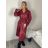 Kabát koženkový oversize s opaskom dlhý rukáv dámsky TARA (S/M/L ONE SIZE) TALIANSKA MÓDA IMWCA251111/DU S/M/L hnedá
