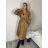 Kabát koženkový oversize s opaskom dlhý rukáv dámsky TARA (S/M/L ONE SIZE) TALIANSKA MÓDA IMWCA251111/DU S/M/L hnedá