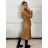 Kabát koženkový oversize s opaskom dlhý rukáv dámsky TARA (S/M/L ONE SIZE) TALIANSKA MÓDA IMWCA251111/DU S/M/L hnedá