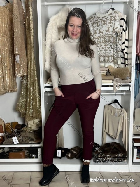 Kalhoty elegantní teplé  thermo dlouhé dámské (M/L-L/XL-2XL/3XL) AMZF AMZ22LM8310/DU L/XL vínová