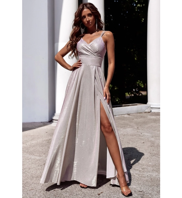 Šaty dlouhé společenské třpytivé na ramínka dámské TIFANI (32-38) POLSKÁ MÓDA PMLAM2511002-5