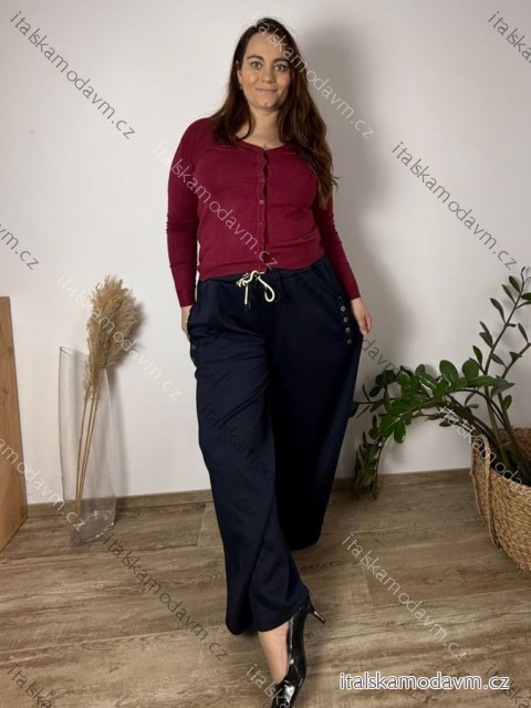 Nohavice elegantné dámske nadrozměr ANTA (52/54/56 ONE SIZE) TALIANSKA MÓDA IM4261111/DUR tm. modrá 52/54/56