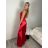 Šaty elegantné spoločenské dlhé na ramienka dámske MONA (S/M/L ONE SIZE) TALIANSKA MÓDA IM3251122/DR vínová S/M/L
