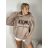 Mikina oversize s kapucí dlouhý rukáv dámská (S/M/L ONE SIZE) Turecká MÓDA TMWH251111/DR S/M/L hnědá