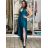 Šaty dlhé elegantné na ramienka dámske AMANDA  (S/M/L ONE SIZE) TALIANSKA MODA IM323022/DUR petrolejová, S/M/L