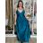 Šaty dlhé elegantné na ramienka dámske AMANDA  (S/M/L ONE SIZE) TALIANSKA MODA IM323022/DUR petrolejová, S/M/L