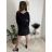 Šaty krátké elegantní flitrové dlouhý rukáv dámské (S/M/L ONE SIZE) ITALSKÁ MÓDA IMD25365/DR Černá S/M/L