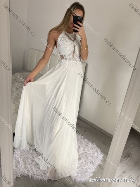 Šaty elegantné svatební spoločenské dlhé na ramienka dámske (S/M ONE SIZE) TALIANSKA MóDA IMM2218806/DUR