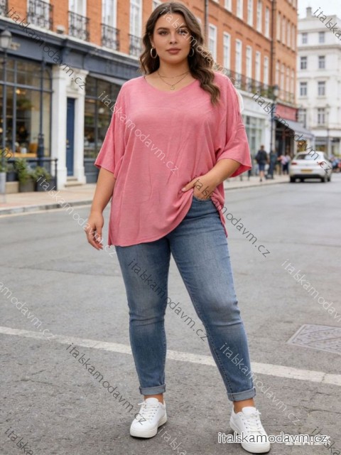 Tričko krátky rukáv dámske nadrozmer (54/56/58 ONE SIZE) TALIANSKA MÓDA IM426020