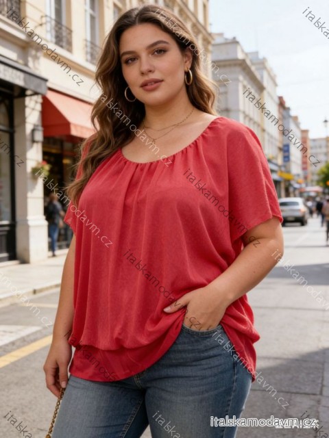 Blúzka krátky rukáv dámska nadrozmer (46/48/50 ONE SIZE) TALIANSKA MÓDA IM426021