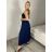 Sukňa dlhá s opaskom dámska (S/M/L ONE SIZE) TALIANSKA MÓDA IMSM26003/DU -   tmavo modrá -   S/M/L