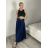 Sukňa dlhá s opaskom dámska (S/M/L ONE SIZE) TALIANSKA MÓDA IMSM26003/DU -   tmavo modrá -   S/M/L