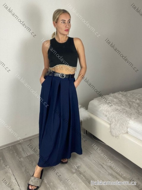 Sukňa dlhá s opaskom dámska (S/M/L ONE SIZE) TALIANSKA MÓDA IMSM26003/DU -   tmavo modrá -   S/M/L