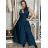 Šaty elegantné dlouhé bez rukávu rukávu dámske SARA (M/L/XL ONE SIZE) TALIANSKA MóDA IM4251146/DUR M/L/XL tmavě tyrkysová