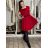 Šaty elegantné spoločenské krátky rukáv dámske nadrozmer (42-54) POLSKÁ MÓDA PMF251112/DR 44 červená