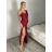 Šaty elegantné spoločenské dlhé na ramienka dámske MONA (S/M/L ONE SIZE) TALIANSKA MÓDA IM3251122/DR vínová S/M/L