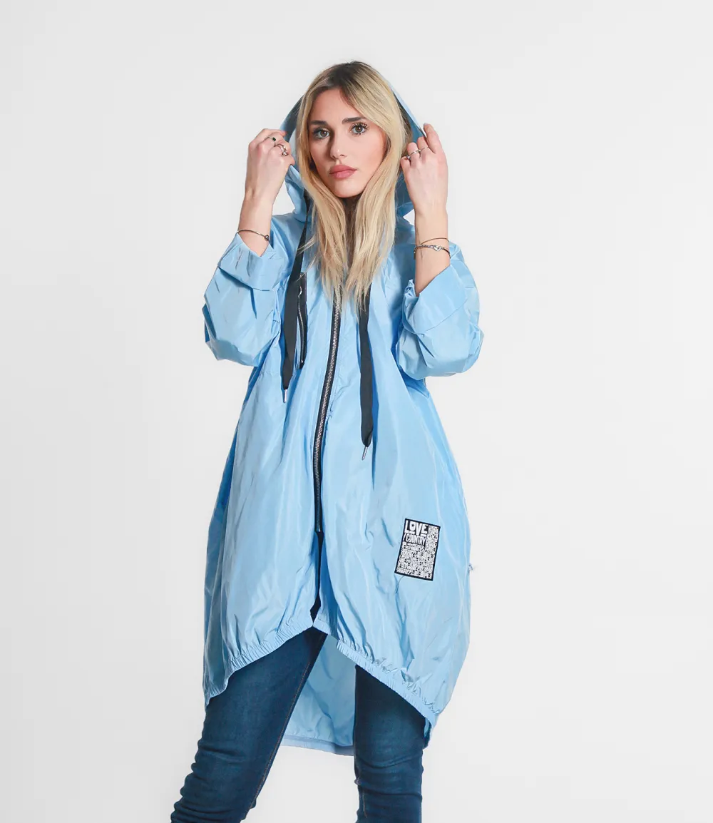 Bunda predĺžená slabá s kapucňou na zips dlhý rukáv dámska (S/M/L ONE SIZE) TALIANSKA MÓDA IMPLI2590640