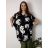 Šaty/tunika košeľová s opaskom krátky rukáv dámske FLOO (52/54/56 ONE SIZE) TALIANSKA MóDA IM3261112-2/DU  čierna