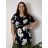 Šaty/tunika košeľová s opaskom krátky rukáv dámske FLOO (52/54/56 ONE SIZE) TALIANSKA MóDA IM3261112-2/DU  čierna