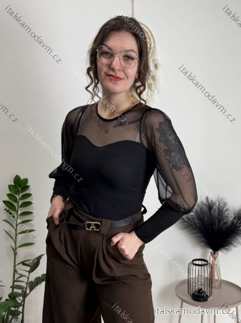 Body elegantní dlouhý rukáv dámské (XS/S/M ONE SIZE) ITALSKÁ MÓDA IMM25M44059