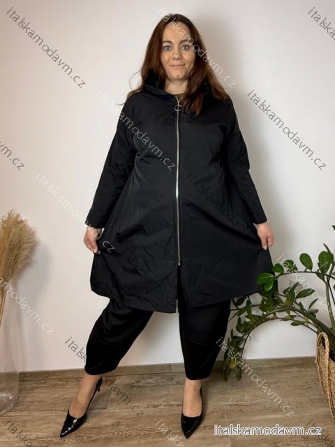 Bunda slabá šusťáková s kapucňou dlhý rukáv dámska nadrozměr (52/54/56 ONE SIZE) TALIANSKA MÓDA IMSM26039