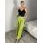 Nohavice dlhé elegantné s opaskom dámske (S/M/L ONE SIZE) TALIANSKA MÓDA IMSM26005/DU - hnedá svetlá - S/M/L