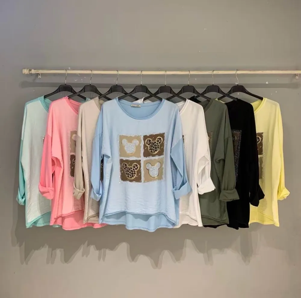 Tričko dlouhý rukáv dámské (S/M/L ONE SIZE) ITALSKÁ MÓDA IMPLI2607786