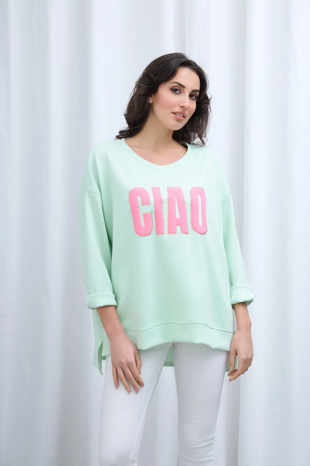 Mikina slabá 3/4 dlouhý rukáv dámská (S/M/L ONE SIZE) ITALSKÁ MÓDA IMPLI2621045