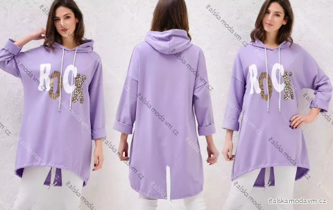 Mikina prodloužená s kapucí dlouhý rukáv dámská (S/M/L ONE SIZE) ITALSKÁ MÓDA IMPLI2690064