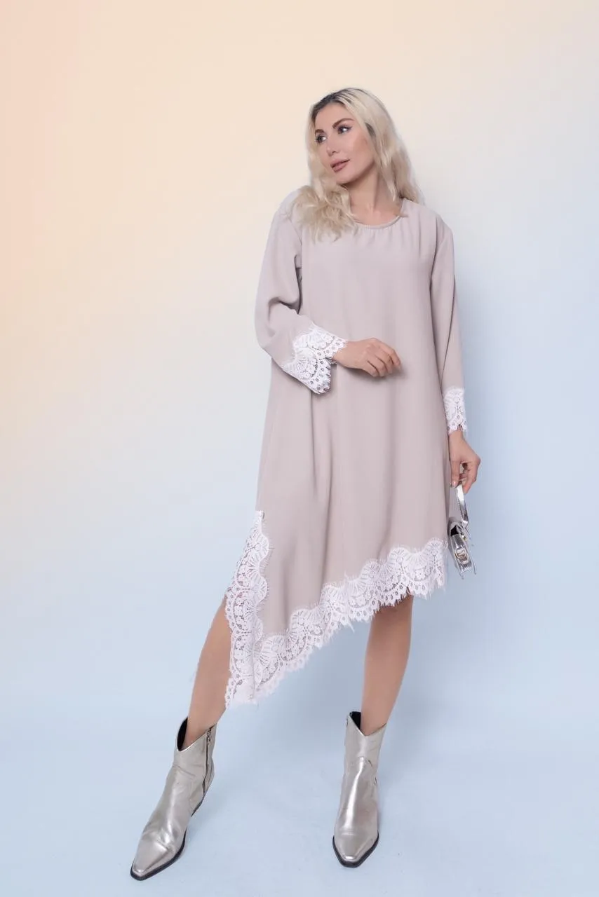 Šaty teplé krajkové dlhý rukáv dámske (S/M/L ONE SIZE) TALIANSKA MÓDA IMPLI2651424