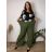 Nohavice voľnočasové dámske nadrozměr (50/52/54 ONE SIZE) TALIANSKA MÓDA IM4251127/DU 50/52/54 zelená khaki