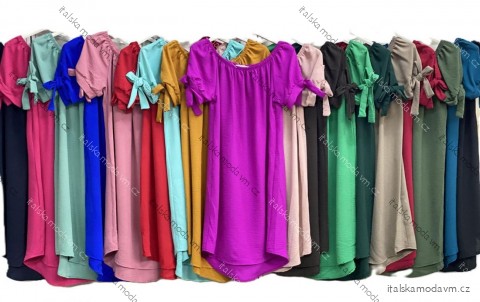 Šaty letné krátky rukáv dámske (S/M/L ONE SIZE) TALIANSKA MÓDA IMC26006