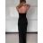 Šaty dlouhé společenské na ramínka dámské MARIKA (S/M ONE SIZE) ITALSKÁ MÓDA IMPMD2645764/DU S/M Černá