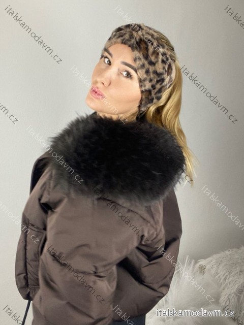 Čelenka zimná leopard dámska (ONE SIZE) BEST EMILIE  LIS25BD-355/DR