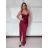 Šaty dlhé společenské na ramienka dámske ANNA (S/M ONE SIZE) TALIANSKA MÓDA IMPMD2645173/DU S / M vínová