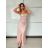 Šaty dlouhé společenské na ramínka dámské LEONA (S/M ONE SIZE) ITALSKÁ MÓDA IMPMD2643811/DU S/M růžová starorůžová