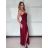 Šaty dlhé společenské na ramienka dámske ANNA (S/M ONE SIZE) TALIANSKA MÓDA IMPMD2645173/DU S / M vínová