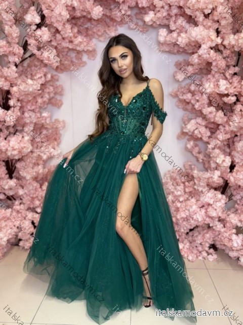 Šaty dlouhé společenské flitrové na ramínka dámské ZYNJA (34-40) POLSKÁ MÓDA PMLPT26001