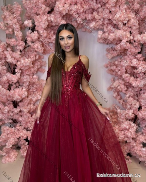 Šaty dlhé spoločenské flitrové na ramienka dámske ZYNJA (34-40) POLSKÁ MÓDA PMLPT26001-2