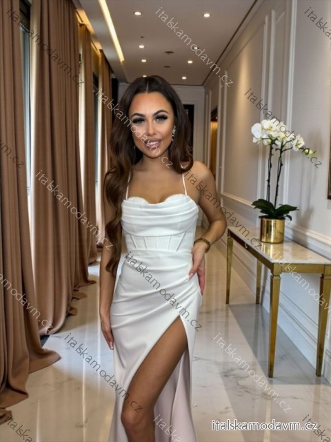 Šaty dlhé svadobné na ramienka dámske VARVARA (34-40) POLSKÁ MÓDA PMLPT26004