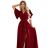 Dlhé šaty JENNIFER s rázporkom na nohaviciach, rukávmi a výstrihom (S-3XL) Poľská moda NMC-581-2/DUR 3XL vínová